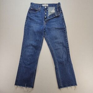 Trave Jeans Womens 25 Gia‎ Crop Straight High Rise Button Fly Fray USA Denim